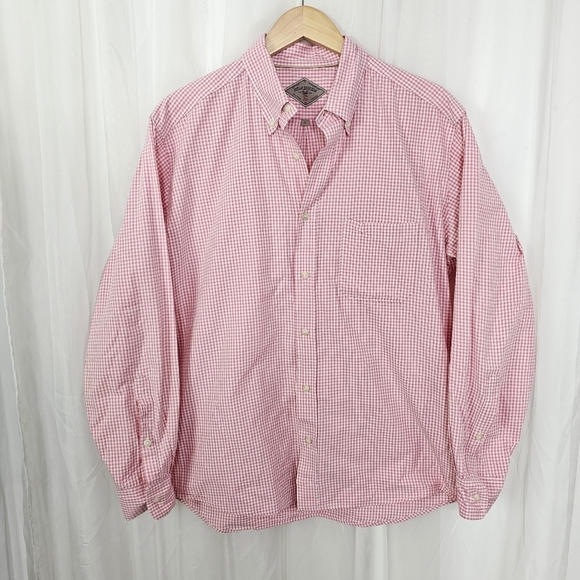 Other - Bills Khakis Pink White Gingham Checkered 100% Cotton Button Down Shirt Large